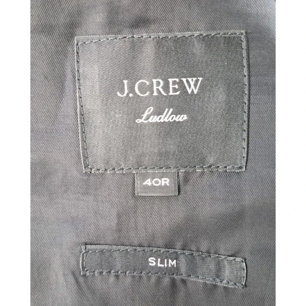 J. Crew Ludlow Suit Jacket Men 40R Slim Black Loro Piana 120's Wool Sport Coat